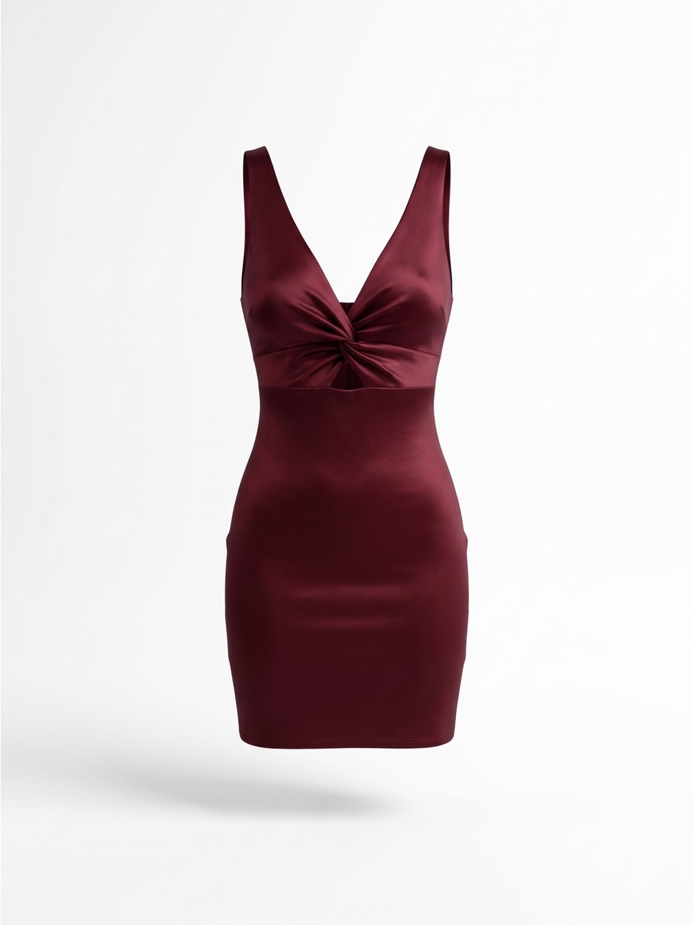 Honey and Rosie Burgundy Satin Ruched Mini Dress Size L